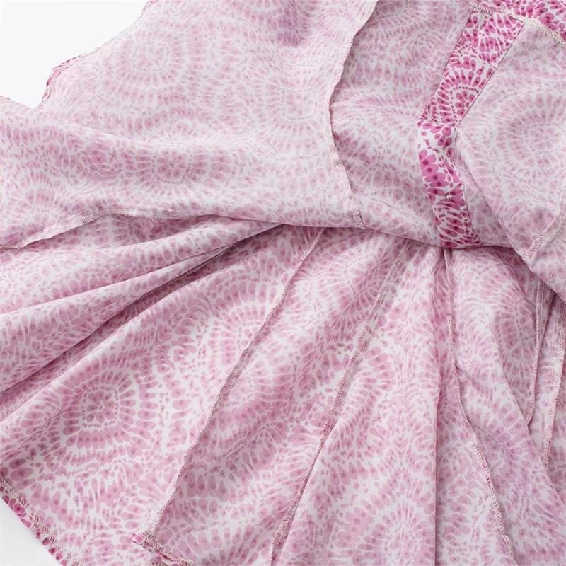 Vår Dame Snøring Trykket Langermet Underskjørtstil Mini Kjole