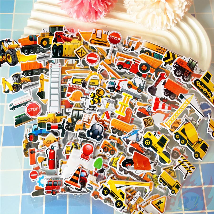 12Sheets/set Engineering Vehicle Rewards Sticker Puffy Bubble Toys Stickers