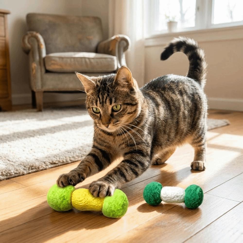 2PCS Soft Plush Cat Chew Toys Bite-Resistant Interactive Cat Toys Cat Teaser Toy  Indoor Use