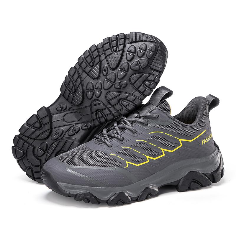 Fashion High Quality Leather Hiking Shoes Durable Outdoor Sport Men Trekking Leather Shoes Lace-Up Climbing Hunting Sneakers