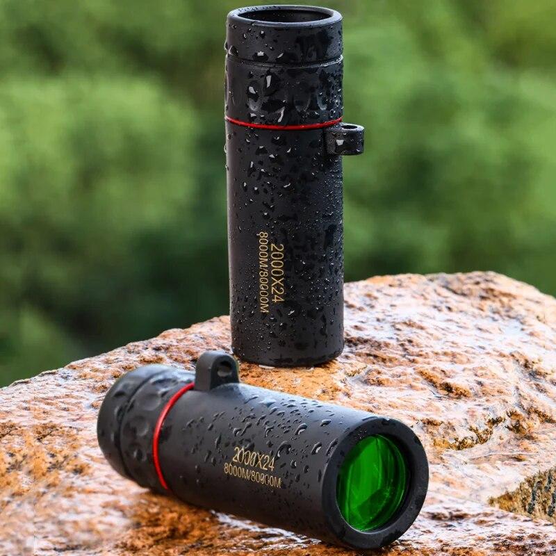 2000x24 Monocular Telescope Zooming Focus Green Film Binocular Optical Hunting Tourism Scope For Outdoor Bird Watching