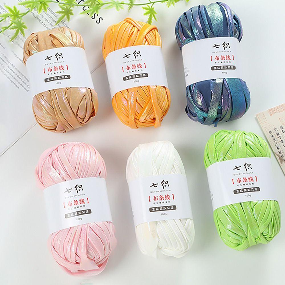DIY Metallic Metallic Crochet Yarn Soft Imitation Leather Fabric Yarn Shiny Imitation Leather Yarn Knitting