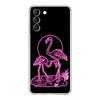 Flamingo Neon Flower Wave Art Phone Case For Samsung Galaxy S22 S21 S20 FE Ultra 5G S10 S10E S9 S8 Plus Note 10 20 Clear Cover