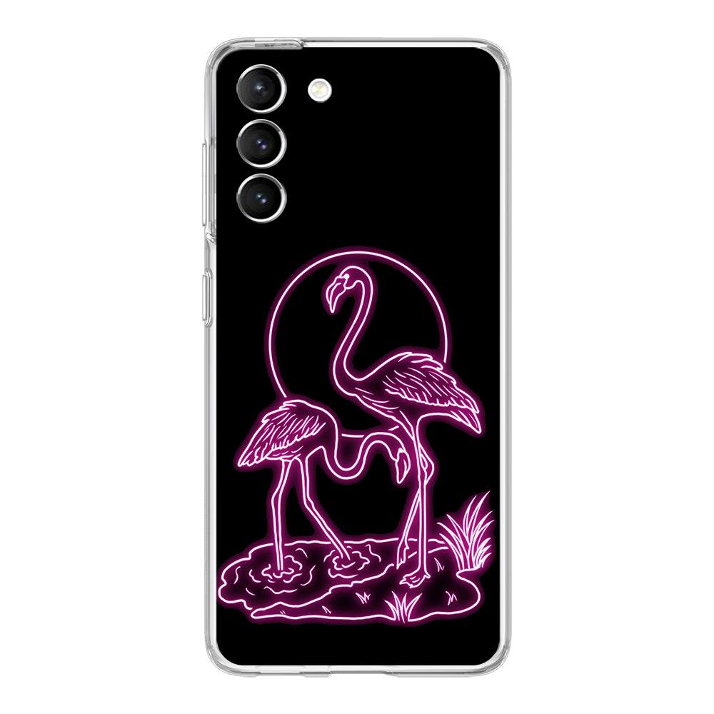 Flamingo Neon Flower Wave Art Phone Case For Samsung Galaxy S22 S21 S20 FE Ultra 5G S10 S10E S9 S8 Plus Note 10 20 Clear Cover