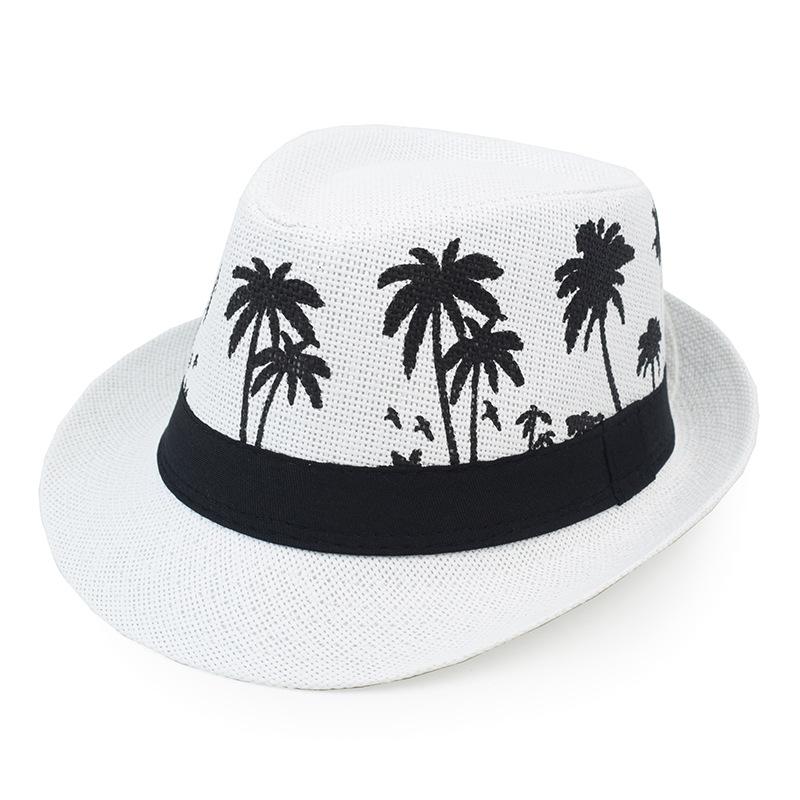Golexury Summer Sun Straw Hats Men Coconut Tree Women Outdoor Breathable Tropical  Holiday Beach Jazz Top Fedora Hat Panama Cap