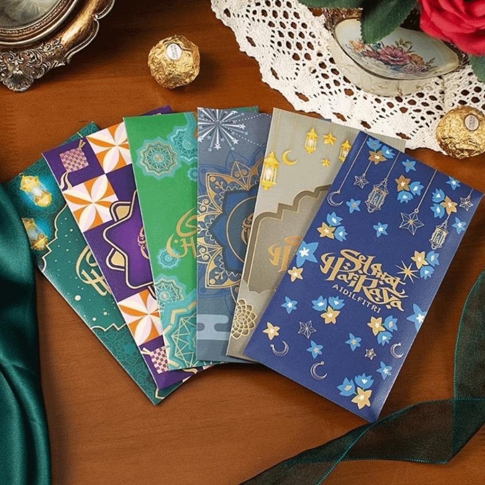 6pcs Cartoon Eid Mubarak Envelopes Elegant Pattern New Year Red Envelopes  Middle East Festival