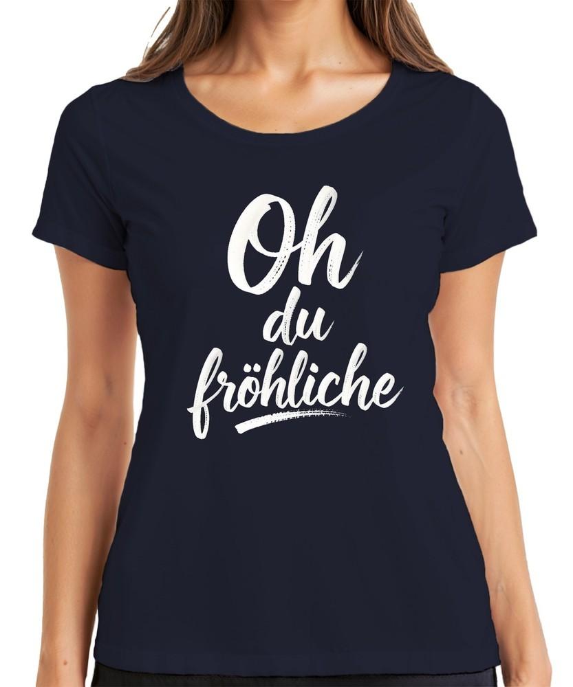 Oh You Merry Christmas Handlettering Calligraphy Advent Ladies TShirt S