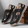 Men's Leather Sandals Durable Handmade Stitching Shoes Close Toe Non Slip Shoes For Indoor Outdoor Beach