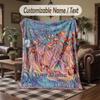 Hummingbirds Tropical Flowers Theme Throw Blanket Custom Name Text Personalized Blanket Soft Cozy Blanket for Home Sofa Bed