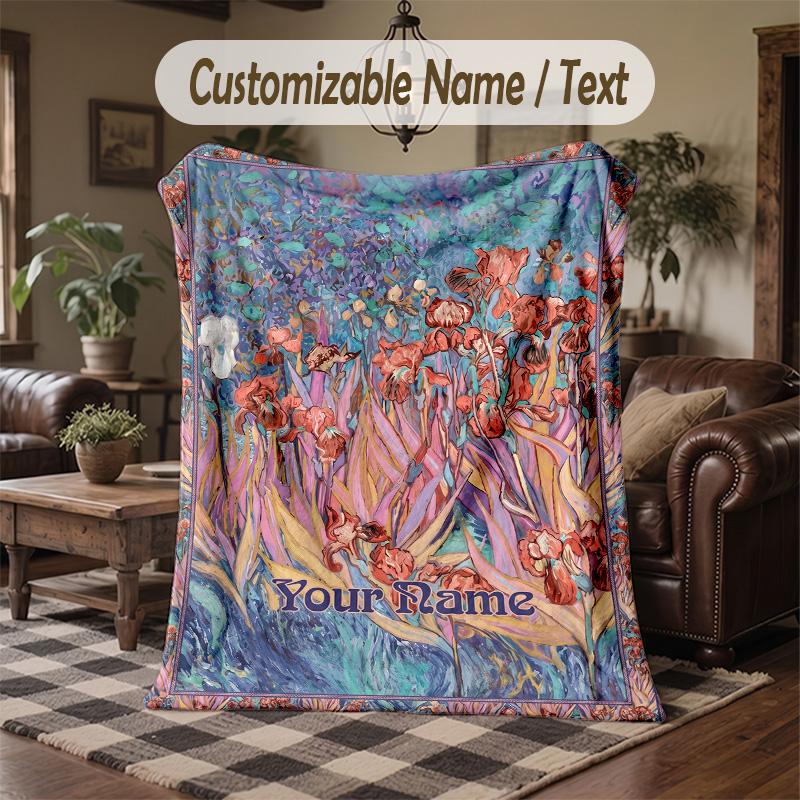 Hummingbirds Tropical Flowers Theme Throw Blanket Custom Name Text Personalized Blanket Soft Cozy Blanket for Home Sofa Bed