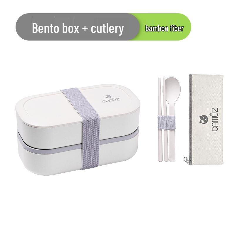 Microwaveable Japanese Double-Layer Bento Box - Portable, Sealed & Divided for Office Workers