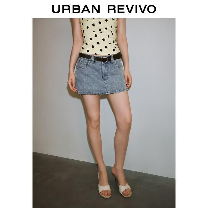 UR2026 Women s Mid-Rise Washed Denim Shorts with Belt 25