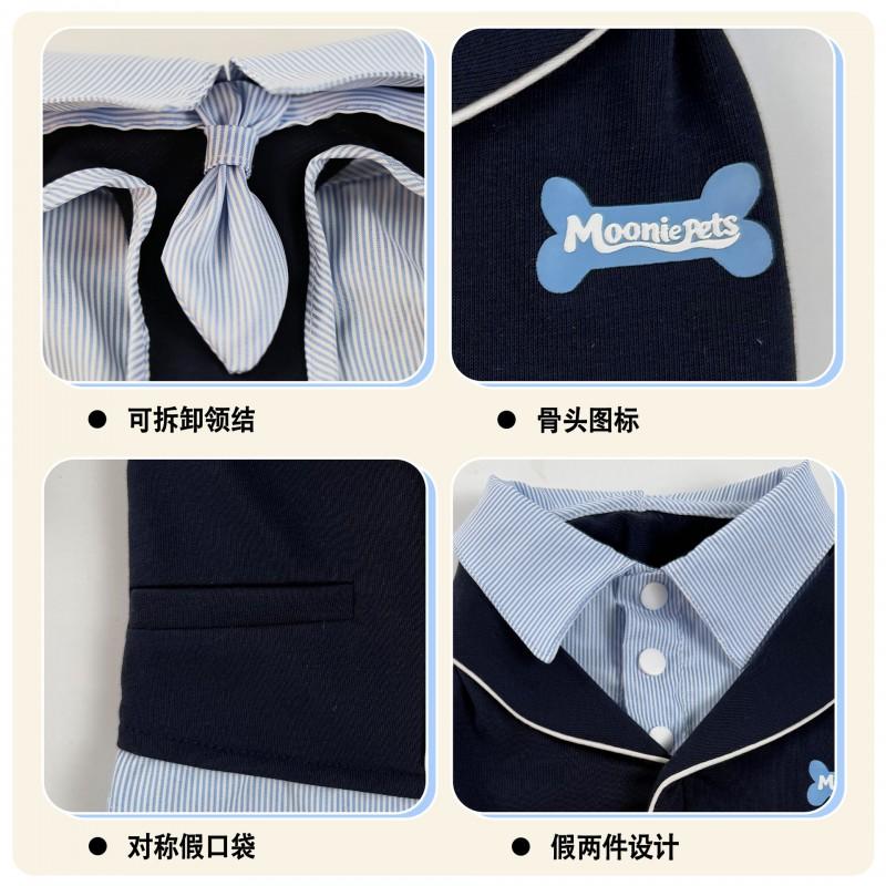 Pet Dog Formal Suit Set With Tie Vest Shirt Top Casual Cotton Outfit Small To Large Breeds