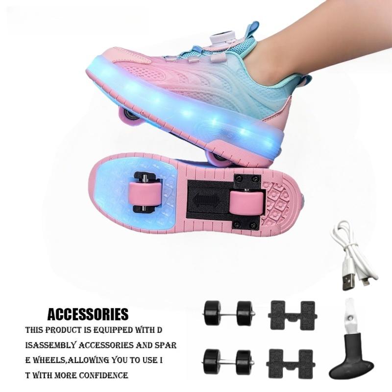 Cross-Border Supply Children's Roller Skates Adults Inline Skate Shoes Men Women's Retractable Glowing Shoes For Ice Skating