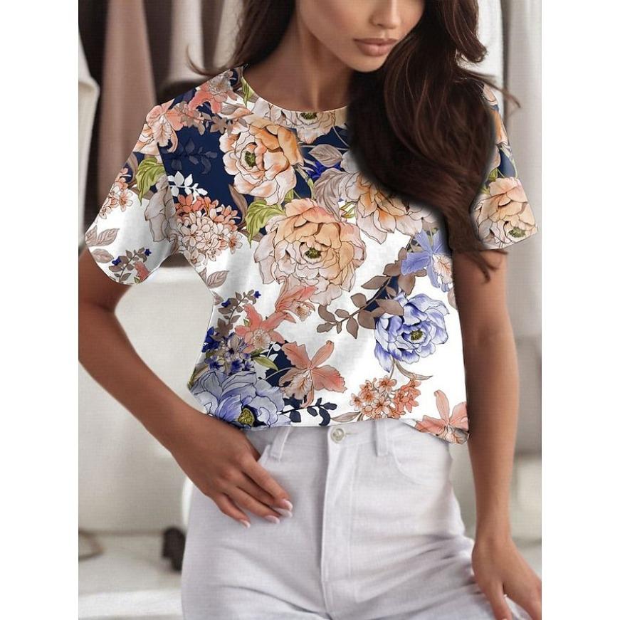 

Fashionable and Minimalist 3D Print Pattern Women s T Shirt Round Neck Short Sleeved Top 5XL