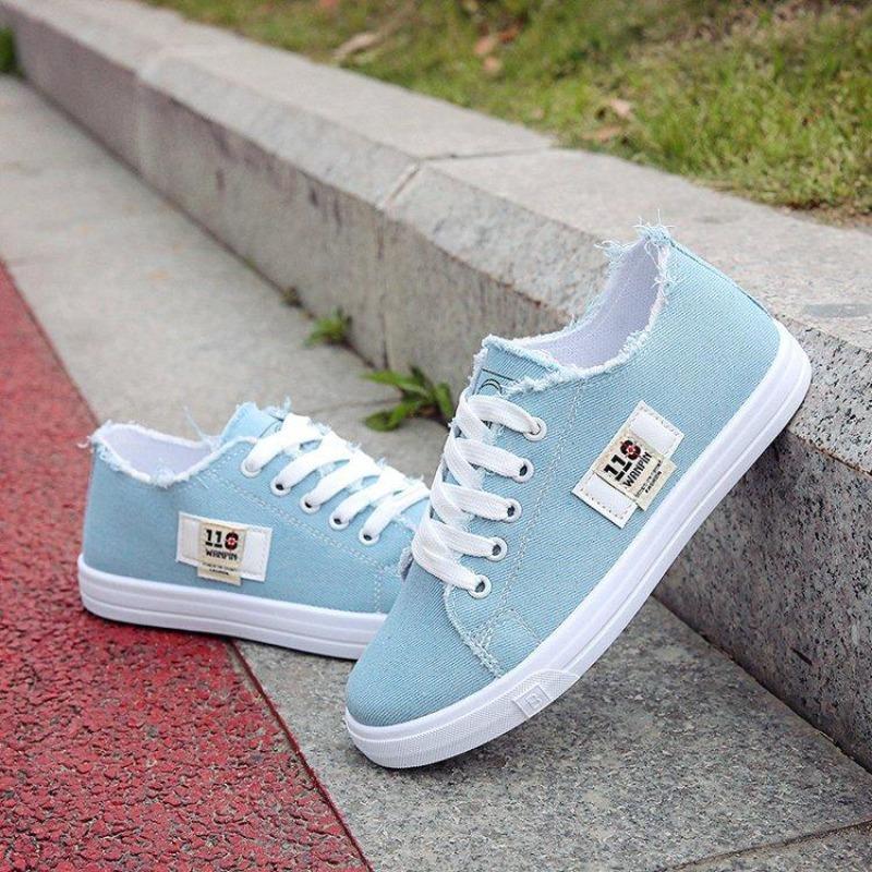 Damen Koreanischer Stil All Match Canvas Flache Schuhe Sommer Dünne Sektion Studenten Ins Trendy Board Schuhe