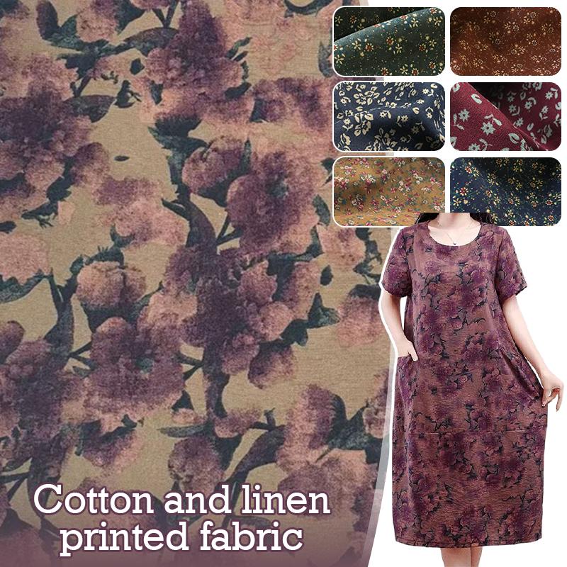 100x145cm Pastoral Style Small Floral Printed Fabric Retro Cotton Linen Fabric For Sewing Clothes Tablecloth DIY Patchwork