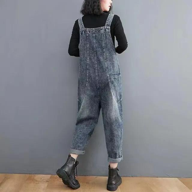 Overalls Women's Loose Large Size Plus Velvet Thick Literary Retro Loose High Waist Harem One-piece Pants