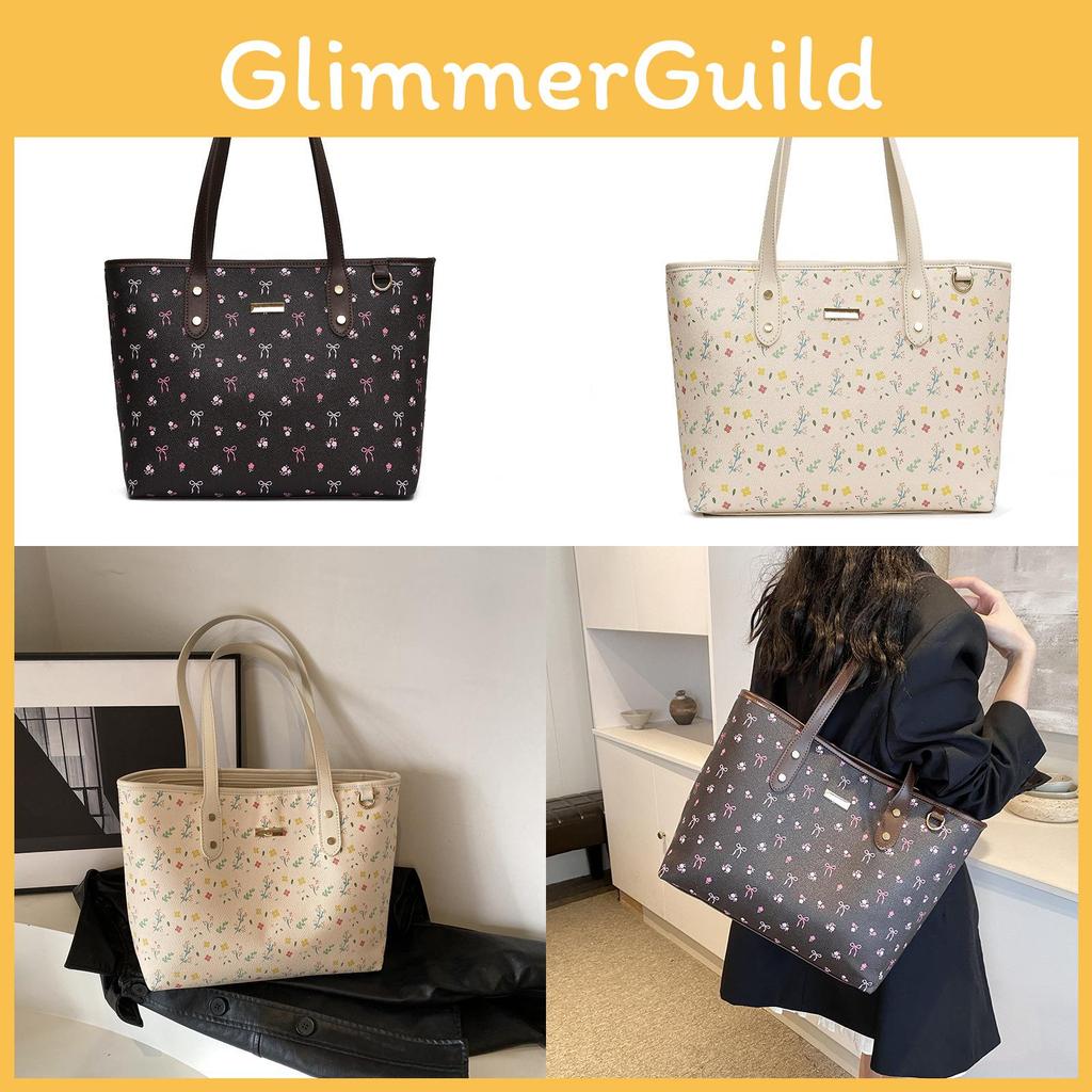 Floral Simple Pattern Large Capacity Women Casual Shoulder Tote Bag Daily For