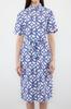 Women's Style Dress Blue Belted Midi Woven Shirt Dress