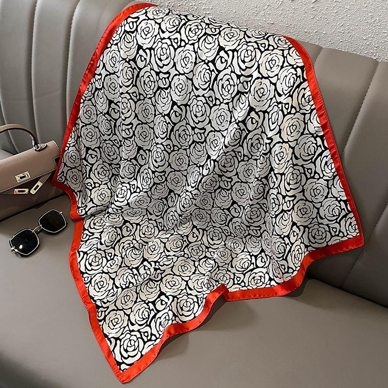 Elegant Floral Scarf for Lady Fashion Square Silk Neck Kerchief Bandana Foulard Soft Hairbands Women  New Bufanda