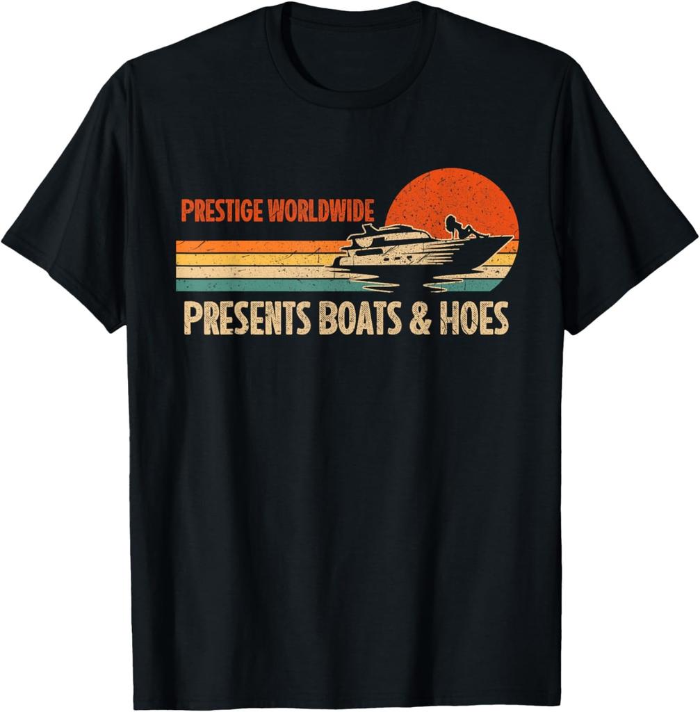 Vintage Retro Prestige Worldwide Presents Boats And Hoes T-Shirt