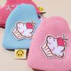 Cute Solid Color Mobile Phone Lanyard Change Bag Cartoon Mesh Keychain Earphone Bag Student Card Bag Mini Storage Bag