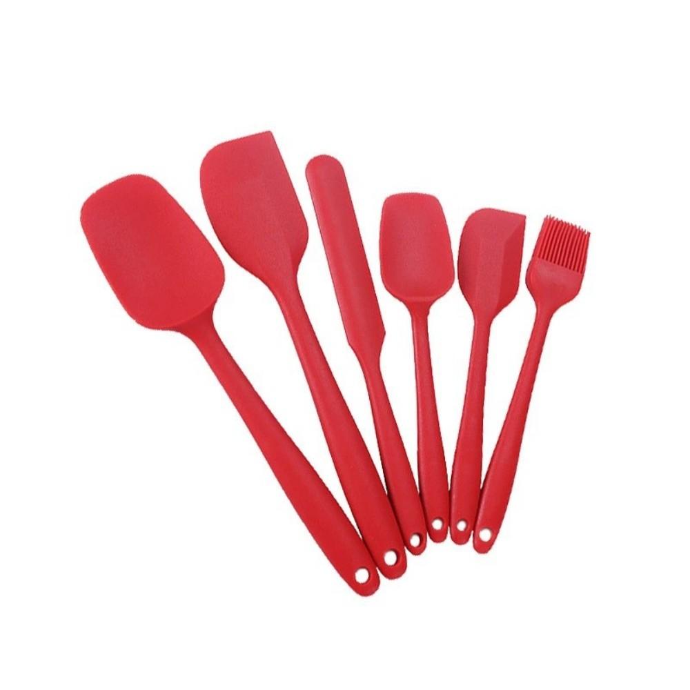 

6pcs Kitchen Bakehouse Cream Spatula Bbq Brush Set Silicone Kitchenware Cake Spatula Baking Set Tools червоний