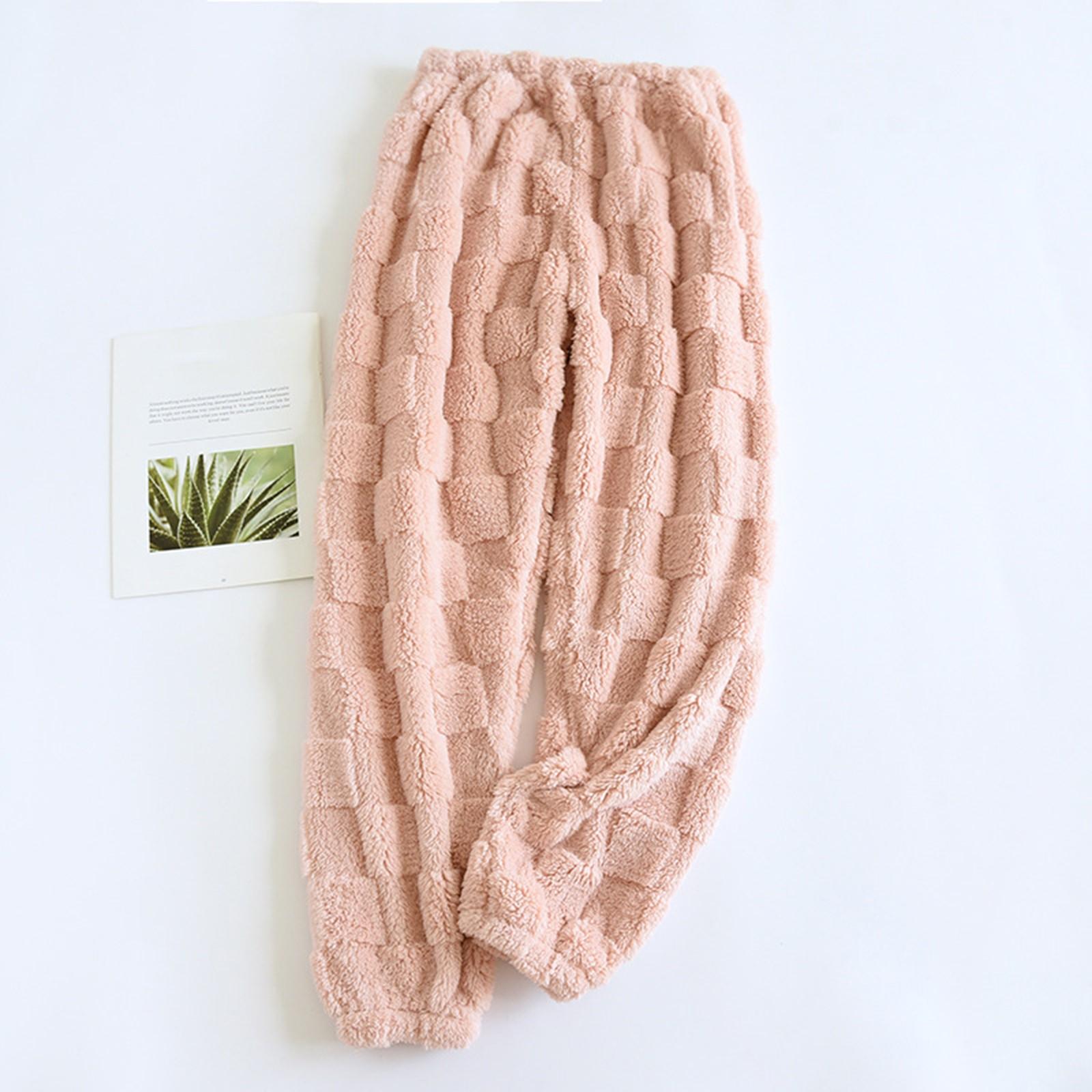 

Женские термофлисовые карманы пижамные теплые повседневные брюки домашние пижамные штаны XL розовый