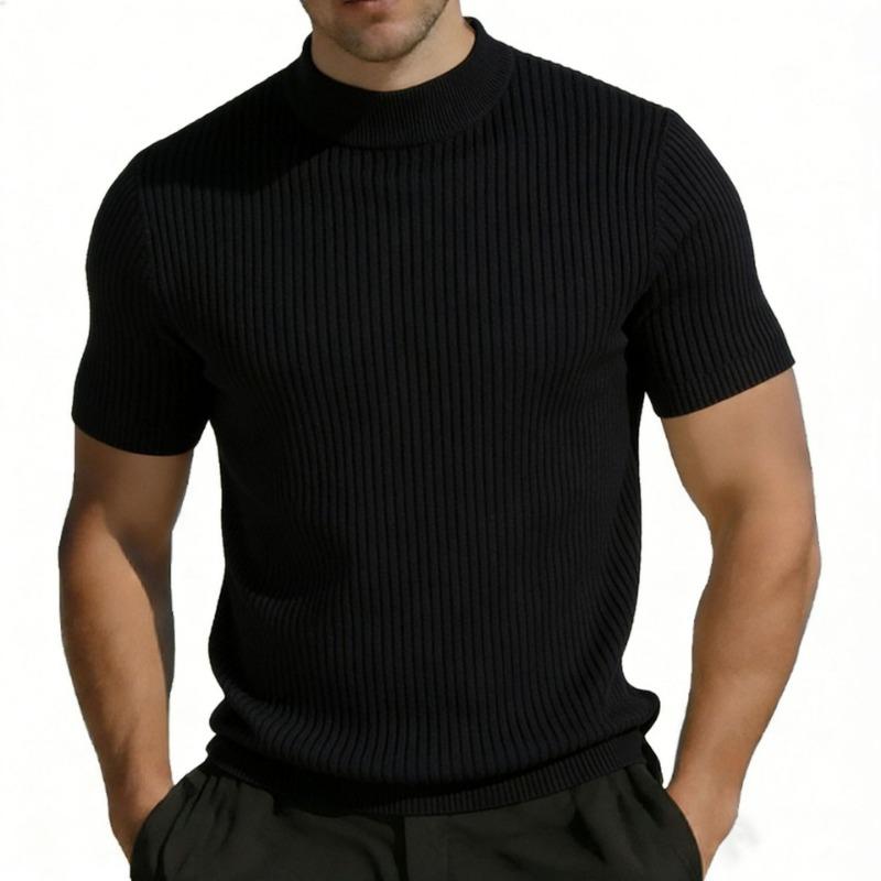 Men S Short Sleeve Striped T Shirt Slim Fit Summer Ice Silk Top