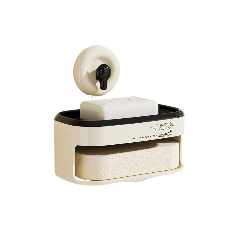 

Мыльница с присоской Бытовая настенная мыльница без перфорации Полка для ванной Туалетные принадлежности Туалет Двухэтажный стеллаж для хранения