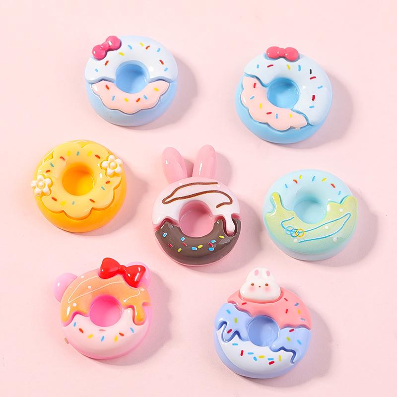 Cartoon Donut Resin Accessories: DIY Cream Glue Stickers for Phone Cases, Water Bottles, Refrigerators, and Storage Boxes.