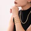 Qiong Yao 18K Gold PVD-Plated Stainless Steel Bracelet with Zircon Inlay for Women