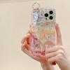 Applicable To Xiaomi 13lite Blue Light Rhinestone Mobile Phone Case Oil Painting Flower Red Rice Note12 Wrist Strap Bracket Crossbody