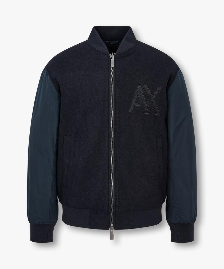 Armani Exchange Men'S Embroidered Logo Two-Way Zip-Up Blouson_Navy A414310018