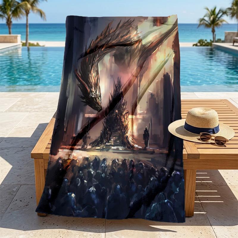 Dragon Battle Stylish Digital Printing Beach Towel Quick Drying Absorbent Blanket For Beach Pool Gym Travel Christmas Gift C9211373