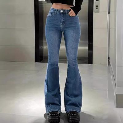 High Waist Flare Straight Leg Jeans Women Stretch Denim Pants Streetwear