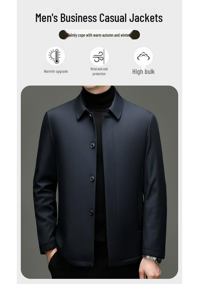 Men's Stylish Single-Breasted Lapel Jacket - Autumn/Winter Business Casual Warm Outerwear for Middle-Aged & Young.