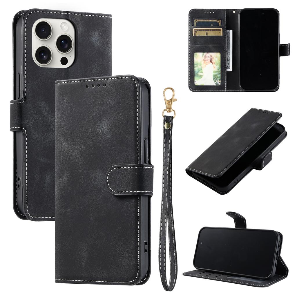 Leather Flip Wallet Case For iPhone 16 Plus 15 14 13 12 11 Pro Max 16E Xs Xr 8 7 Card Stand Book Coque Phone Cover With Lanyard