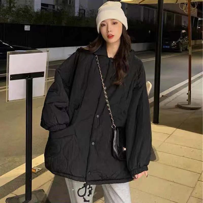 WTEMPO Spring Autumn Cotton Jackets with Pockets Harajuku Streetwear Thick Workwear Large Size V-neck Cotton Padded Coats