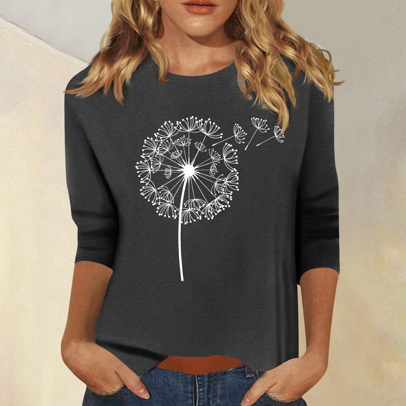 

Женская мода повседневный принтованный топ с семью рукавами и круглым вырезом M