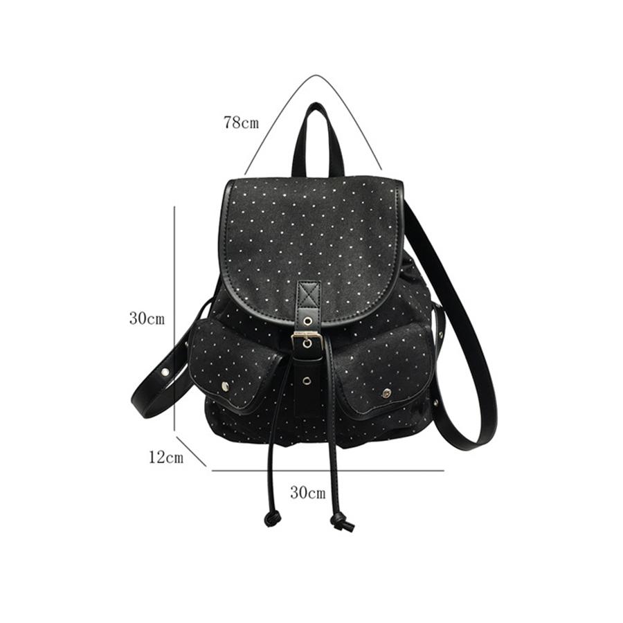 Fashion Polka dot flip-top backpack women large-capacity drawstring versatile commuting bagpack travel shoulder bag multi pocket