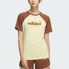 adidas Originals Retro Camp Graphic Loose Comfortable Simple Round Neck Short Sleeve Raglan T-Shirt Women T-Shirt Powder-Yellow Soft-Brown JM8007