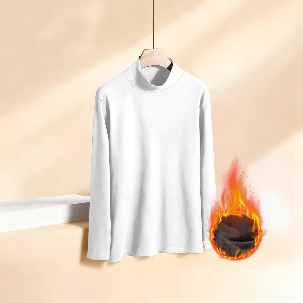 Damen Winter Deutsches Samt Langarm-T-Shirt Warmes Unterteil