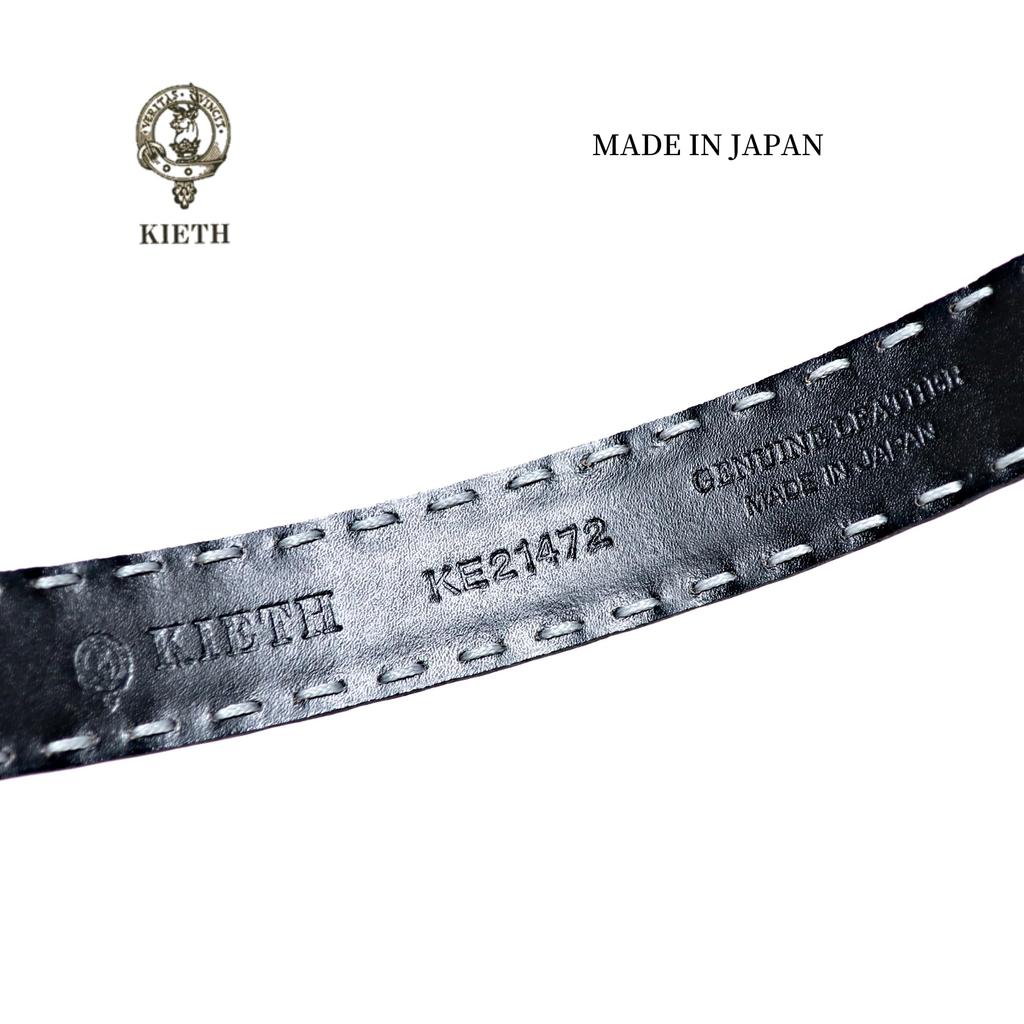 [KIETH] Crocodile Embossed Belt for Men, Genuine Leather, Kip Leather, Black, Made In Japan, Matte Finish, Adjustable Size, KE21472-19