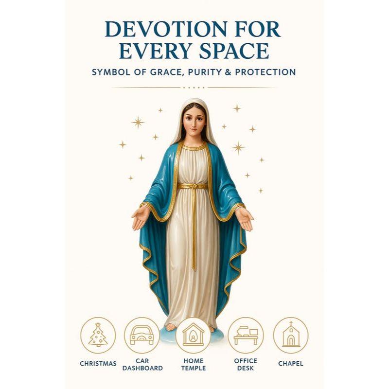 Immaculate Mary Figurine | Christmas Prayer Statue, Marble-Look Decorative Showpiece