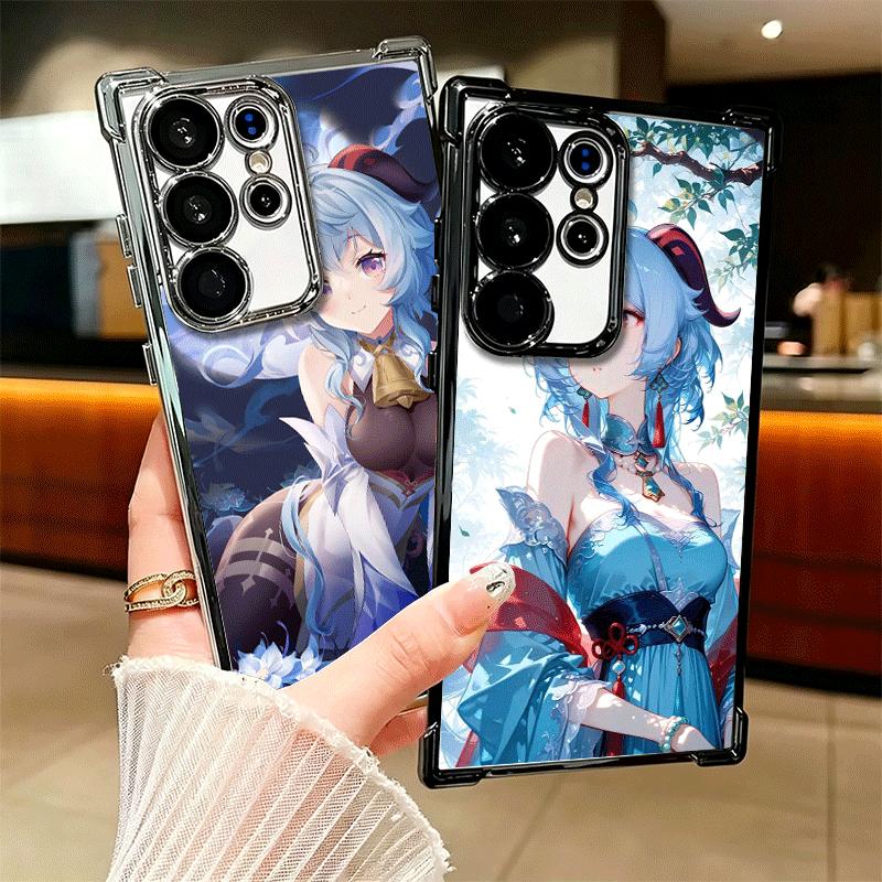 Genshin Impact Ganyu Plating Phone Case For Samsung Galaxy S24 S25 FE S26 Edge S23 Ultra S22 S21 Plus S20 Anti-Fall Airabag Cove