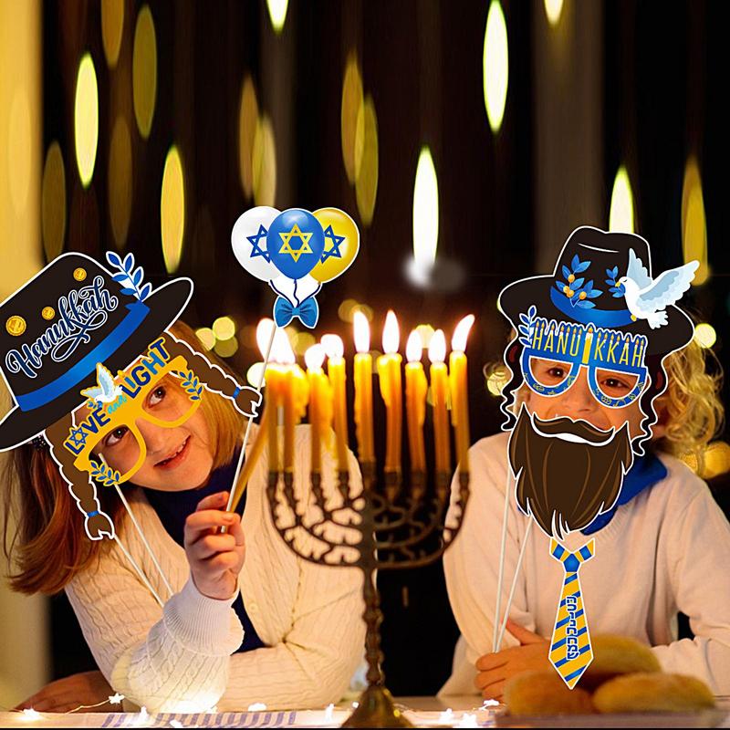 Holiday Photo Booth Props 30 Pieces Funny Photo Booth Props Happy Hanukkah Glasses Cute Chanukah Party Decoration Cosplay Props