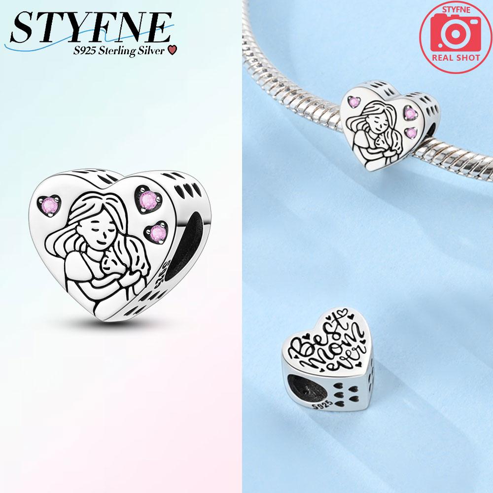 

Girl Original Charms Metal Great Motherly Love Heart-Shaped Beads Fit Plata Bracelets Ideal for Accessory Making Gift Elegant Fashion Beautiful Lovely