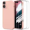 Silicone Case for iPhone 16 Plus - Ultra Slim Anti-scratch Protection Pink + 2 Tempered Glasses